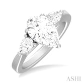 1/2 ctw Tri-Mount Centerpiece Pear and Round Cut Diamond Semi Mount Engagement Ring in 14K White Gold